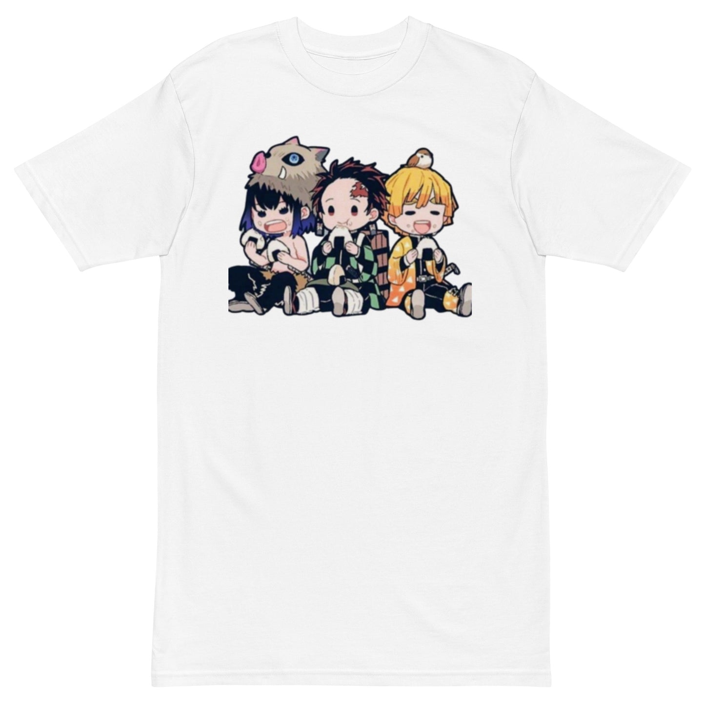 Tanjiro, Inosuke, and Zenitsu Men’s premium heavyweight tee