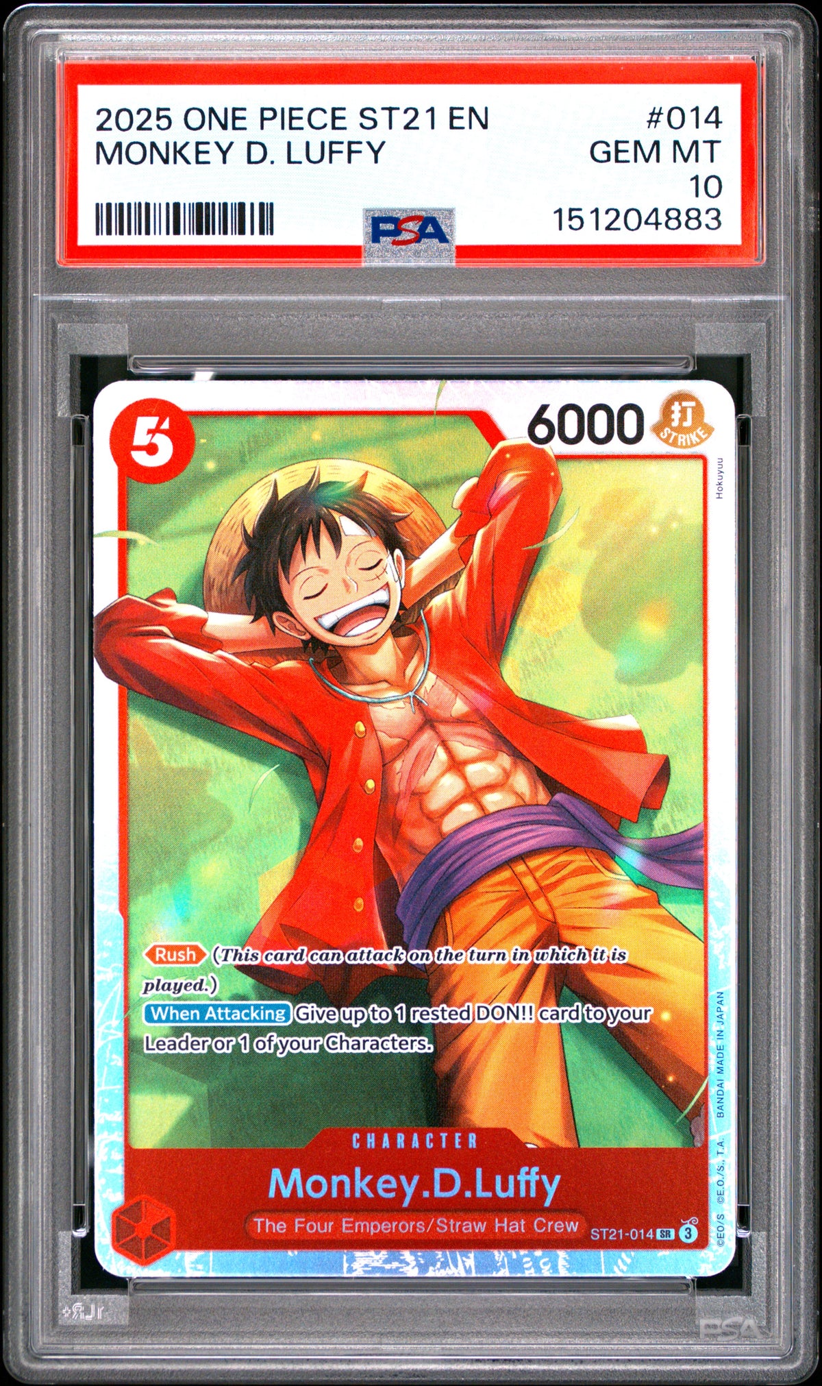 2025 One Piece Monkey D. Luffy ST21-014 Alternate Art PSA 10 Gem Mint